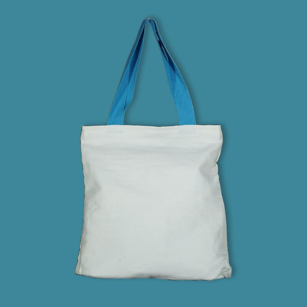 Thumbnail: Upcycled canvas bright multicolor patch pocket tote