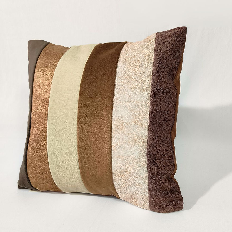 Thumbnail: Woods hues stripes upcyled cushion cover (16"X16")