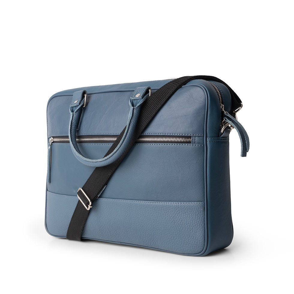 Thumbnail: Blue genuine leather laptop briefcase