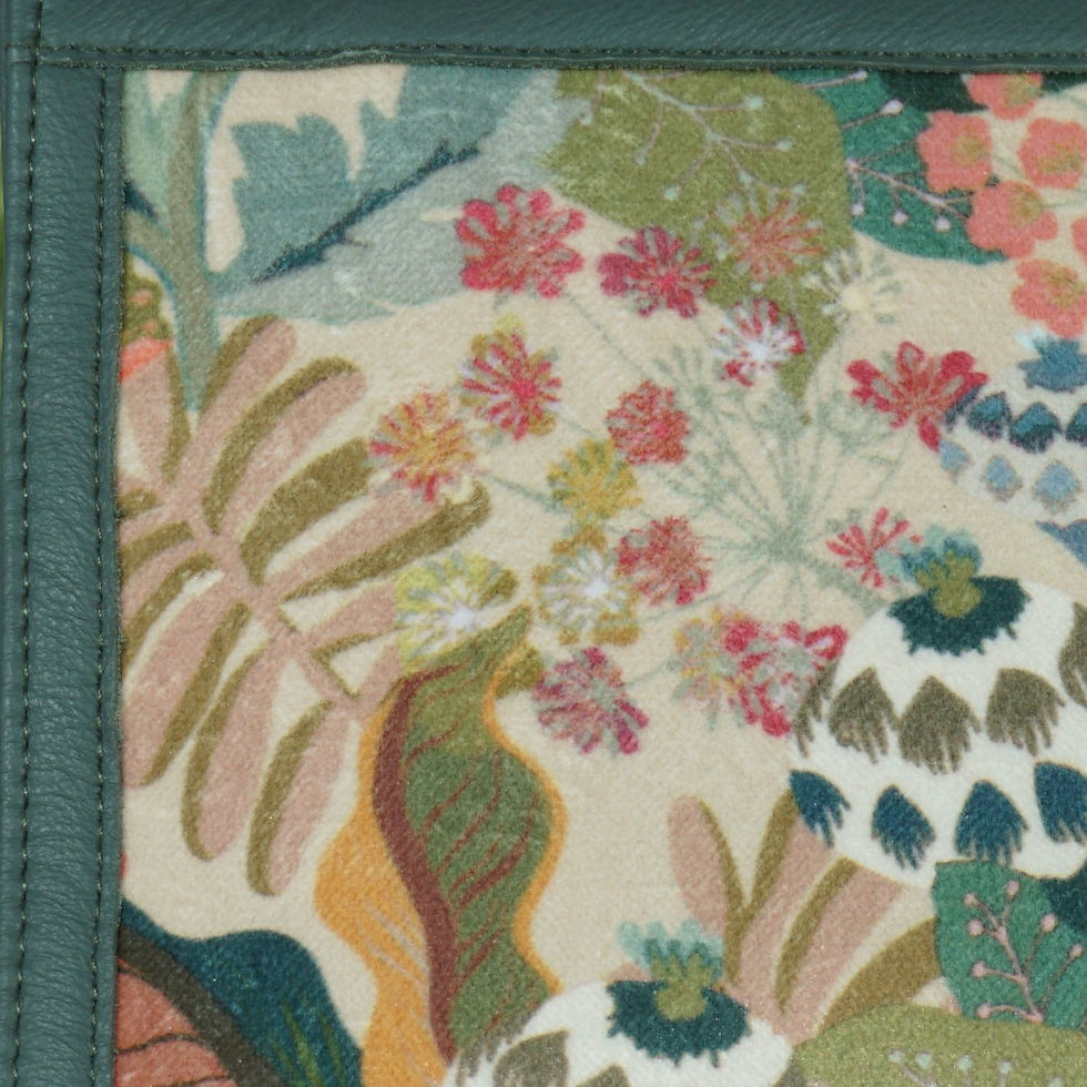 Thumbnail: Green vegan leather sling bag with suede prints