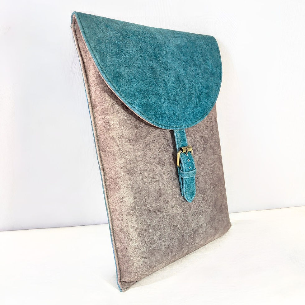 Thumbnail: Steel grey and teal velvet suede laptop sleeve