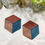 Thumbnail: Upcycled teal & rust hexagon table coasters (Set of 2)