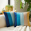 Thumbnail: Ocean hues stripes upcycled cushion cover (16"X16")