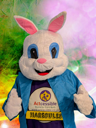 Actcessible mascot in a bunny costume