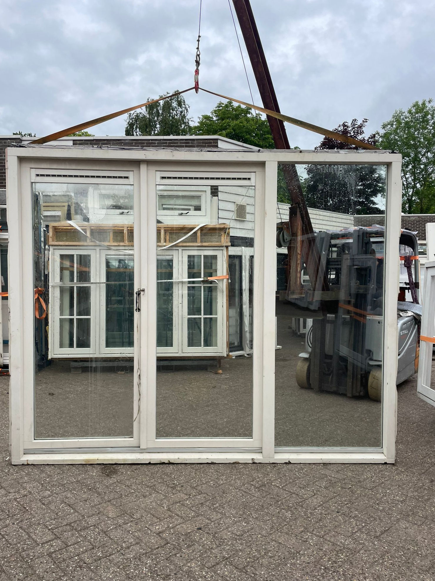 Hardhouten draai/kiep deuren met zijlicht, 297x240