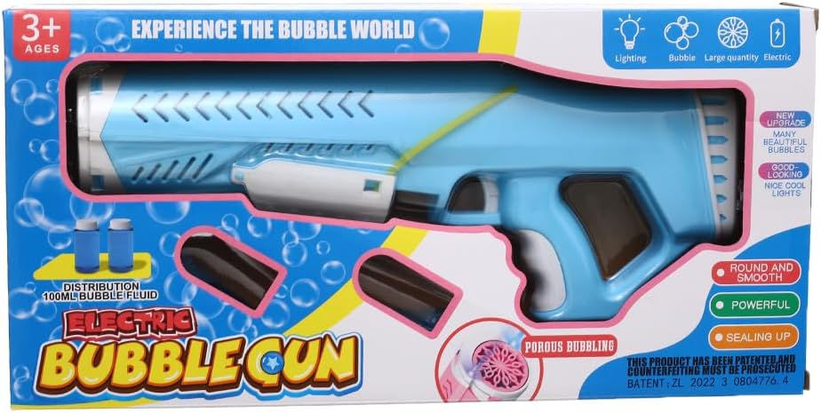 Plastic Electric Bubbles Gun With Cool Lights And Many Beautiful Bubbles - Blue
