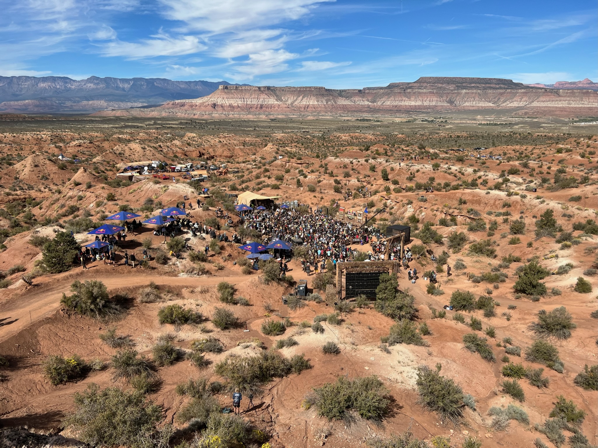 T-Mobile hospitality lounge at Red Bull Rampage, Utah cliffs near Zion National Park
