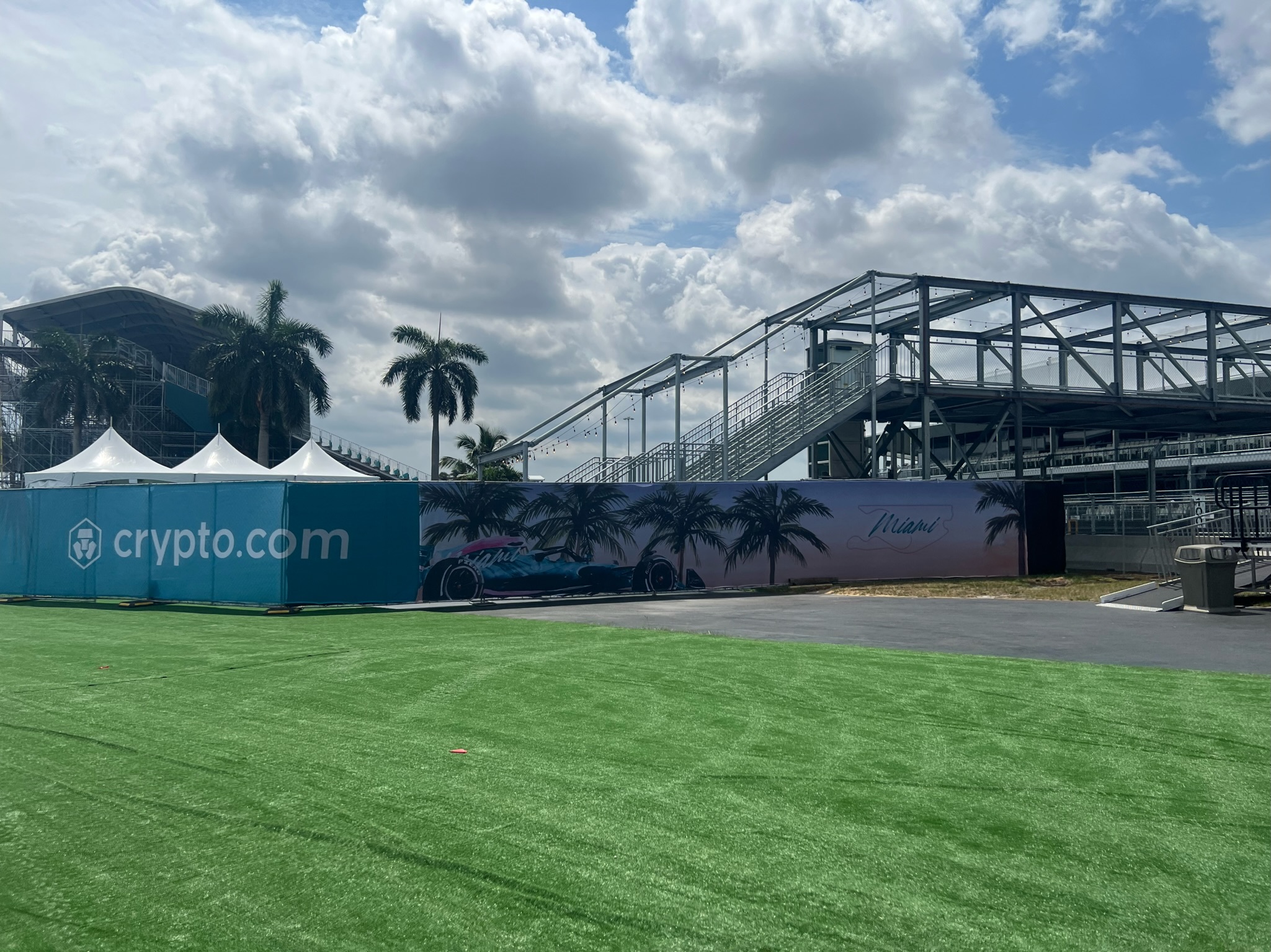 Wayfinding signage installation at F1 Miami Grand Prix campus