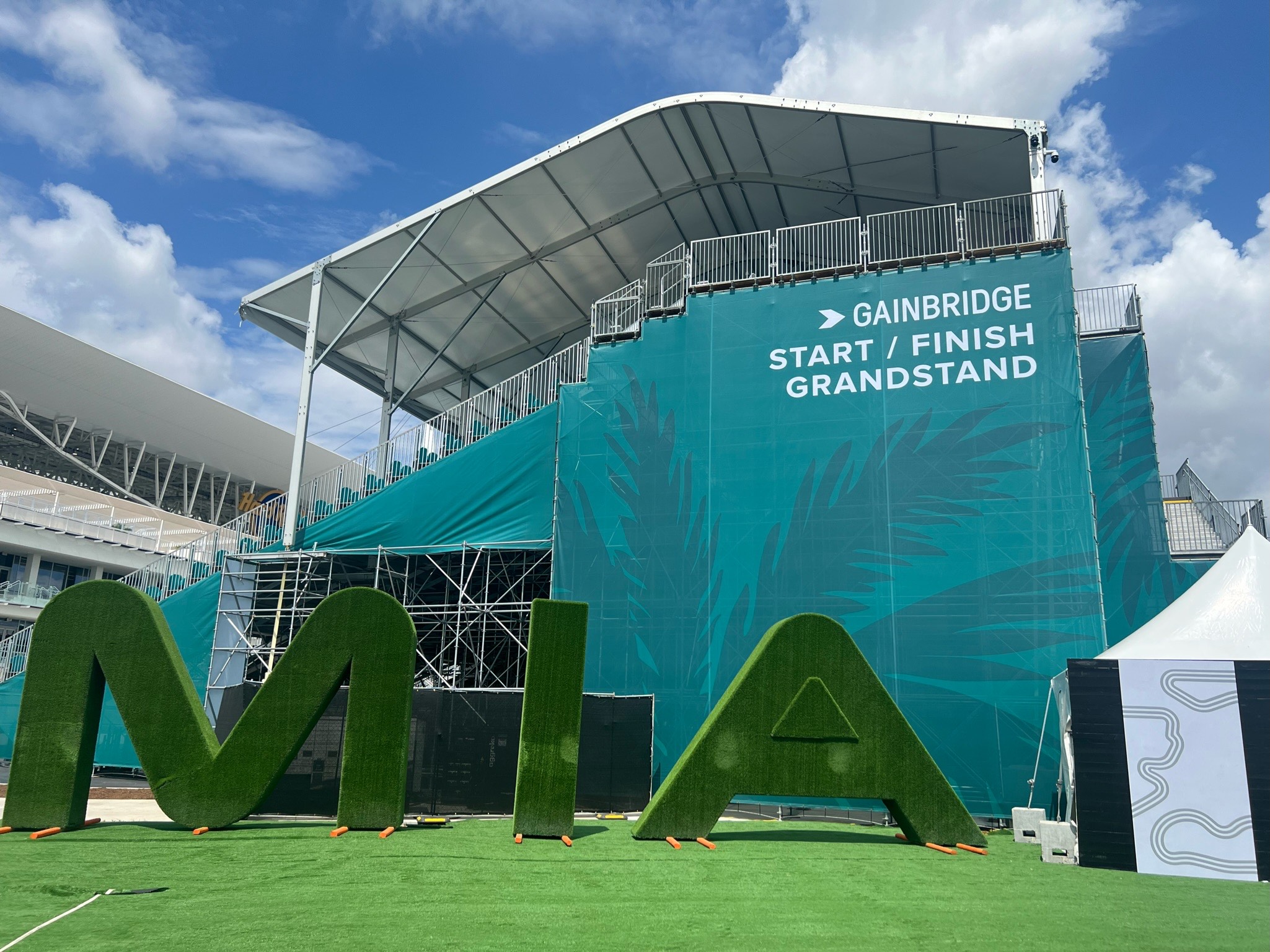 Completed F1 Miami Grand Prix campus signage environment