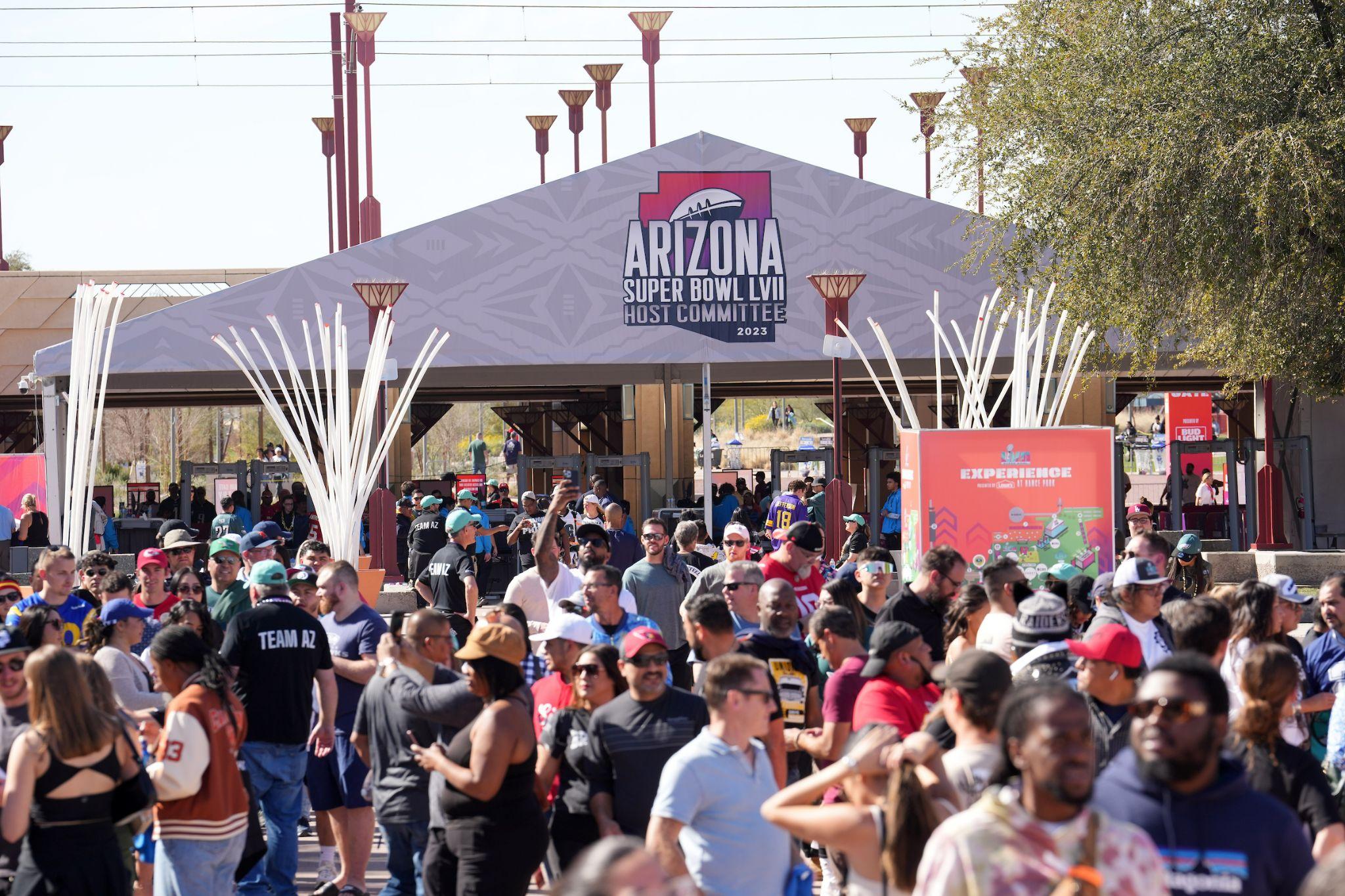 Super Bowl Experience main gate at Hance Park, Phoenix