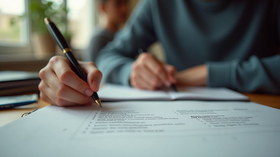 Eye-level view of a student writing career options in a notebook