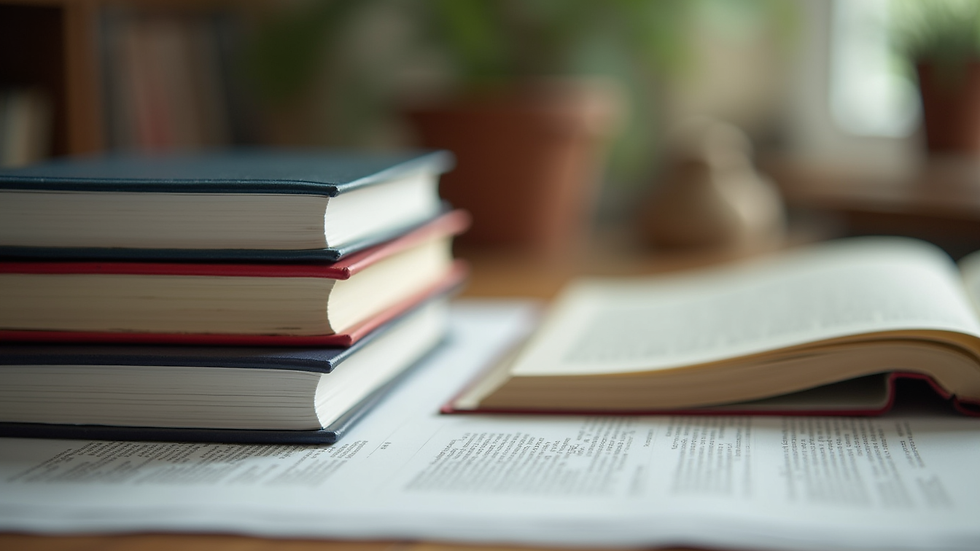 Close-up view of books and study materials for different career streams