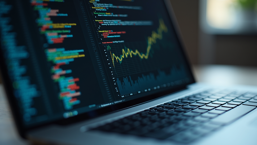 Eye-level view of a student coding on a laptop with AI and ML books nearby