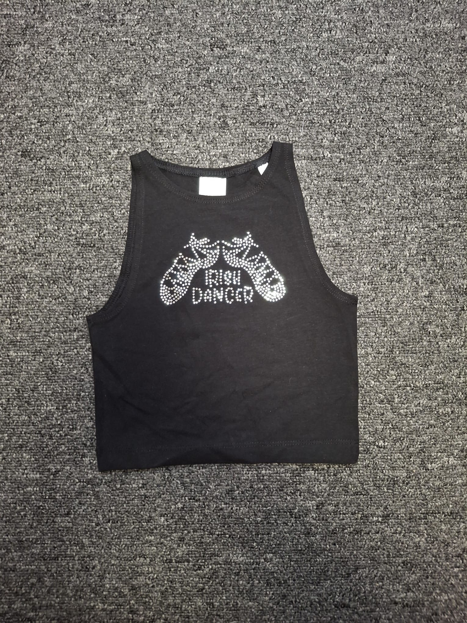 Silver diamonte irish dancer long crop top