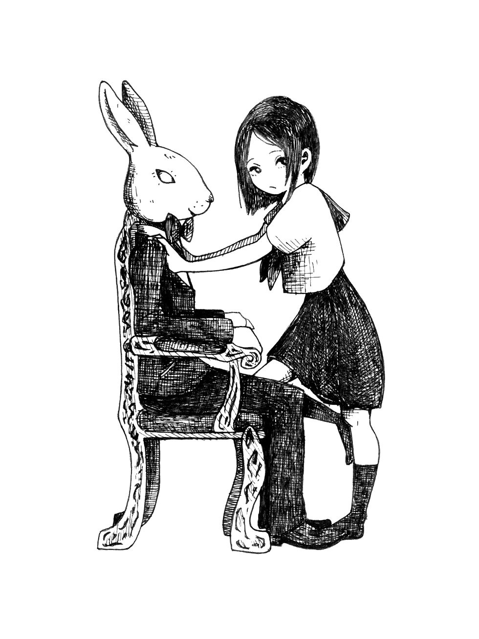 兎と少女の絵