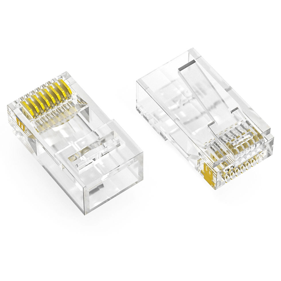 Thumbnail: RJ45 Cat.6 UTP Feed Through Plug Solid / Stranded 3-Prong 50 Micron Gold Plating