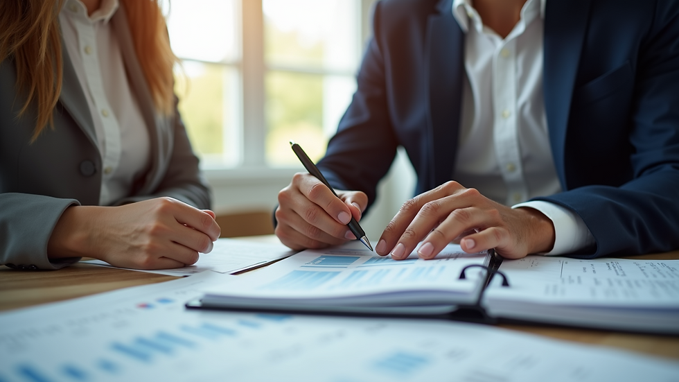 Eye-level view of a real estate consultant discussing marketing plans