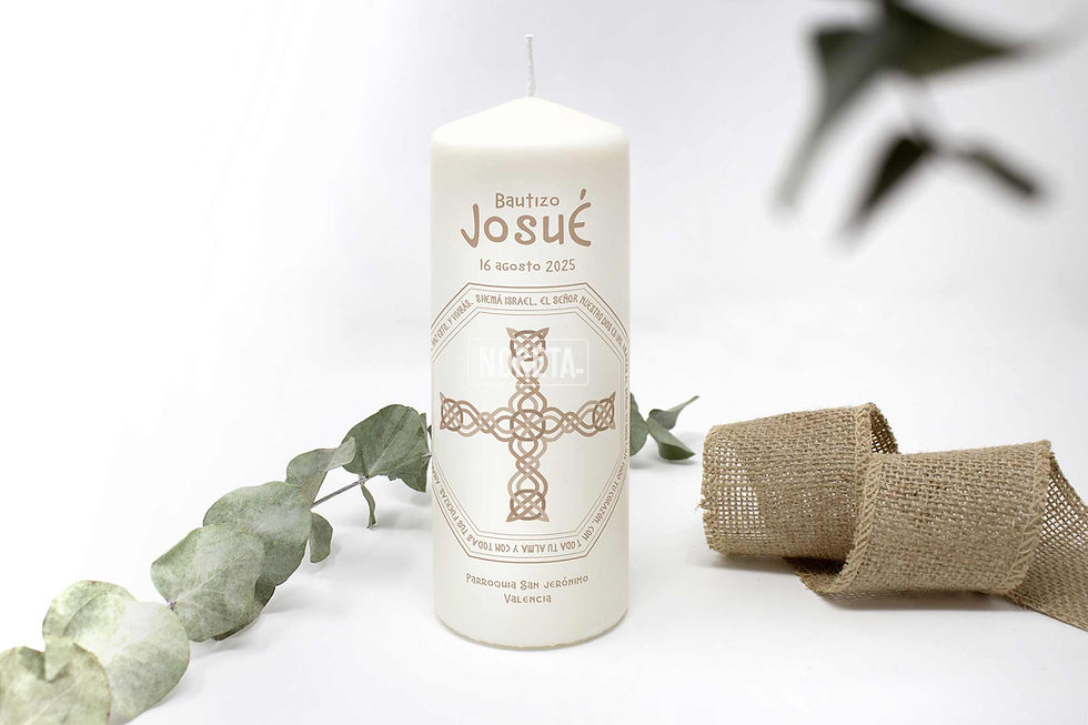 Vela de bautizo personalizada con cruz noretatienda