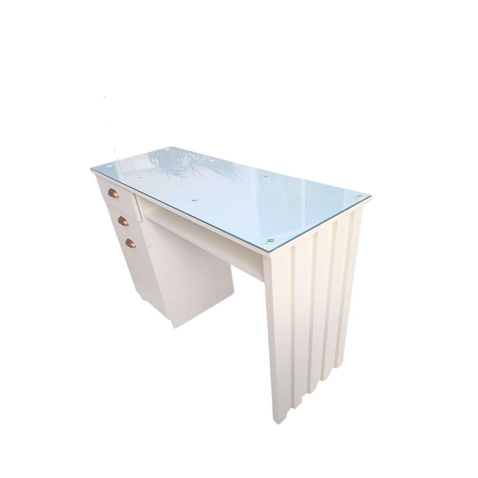 Mesa Manicure MDF Projetado Com Vidro Temperado 120x45x80