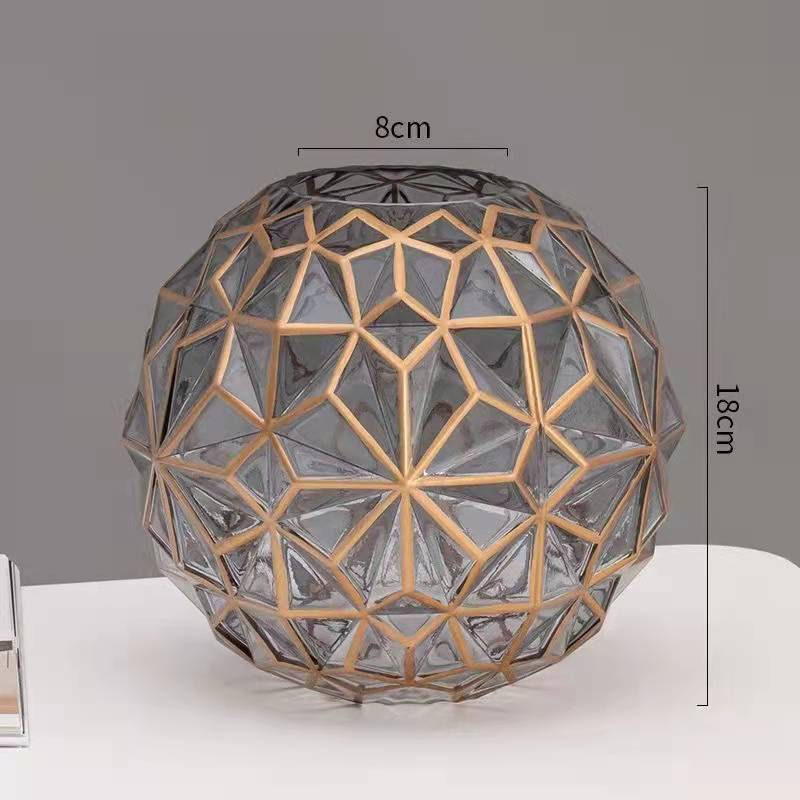 Miniatura: Vaso Grande de Vidro Geometricamente Lapidado Salon Decor