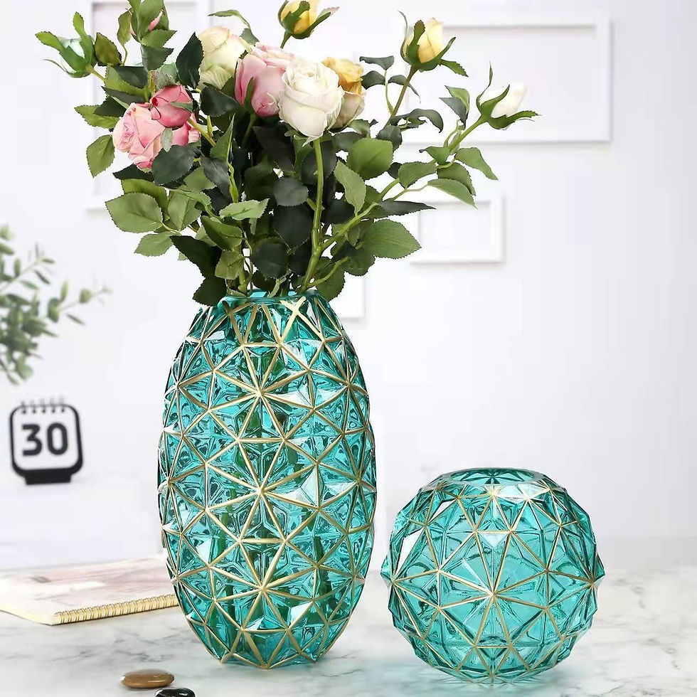 Miniatura: Vaso Grande de Vidro Geometricamente Lapidado Salon Decor