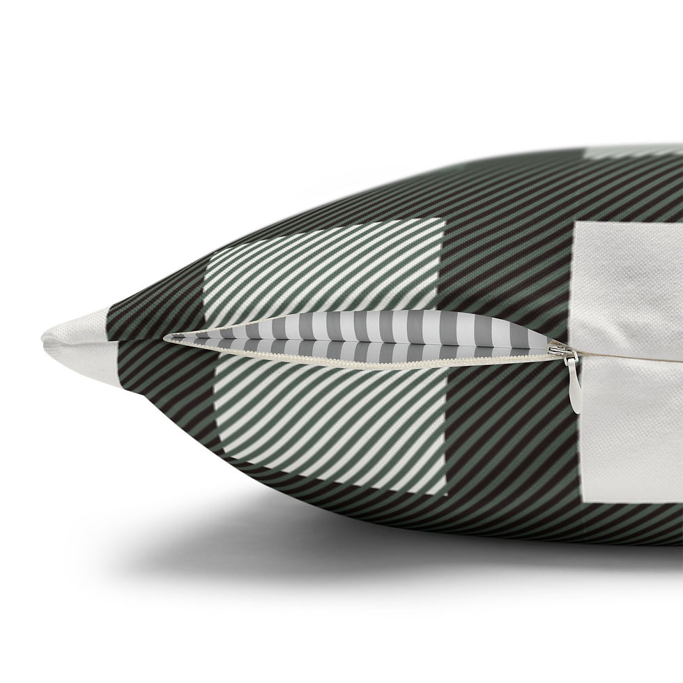 Thumbnail: Holiday pillow cover with traditional green, black, cream, and red plaid pattern in tartan style