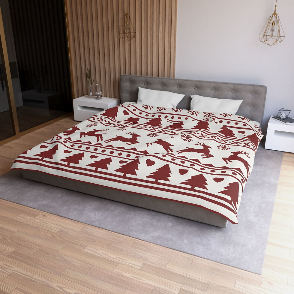 Thumbnail: Nordic Reindeer Holiday Microfiber Duvet Cover 