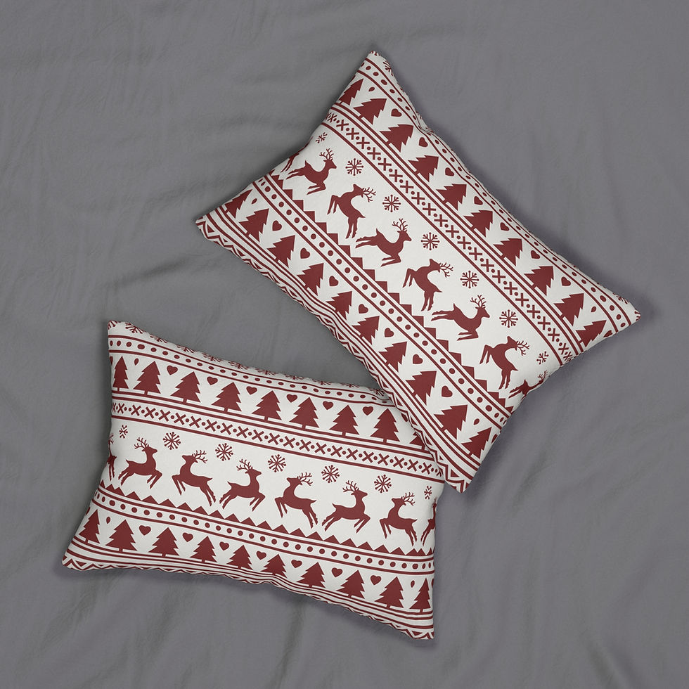 Thumbnail: Nordic Reindeer Holiday Lumbar Pillow 