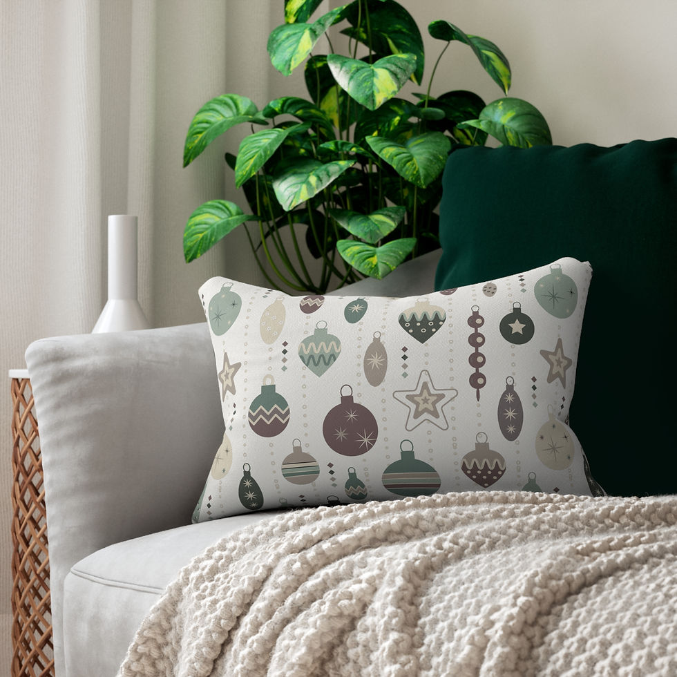 Thumbnail: Festive Ornament Garland Holiday Lumbar Pillow