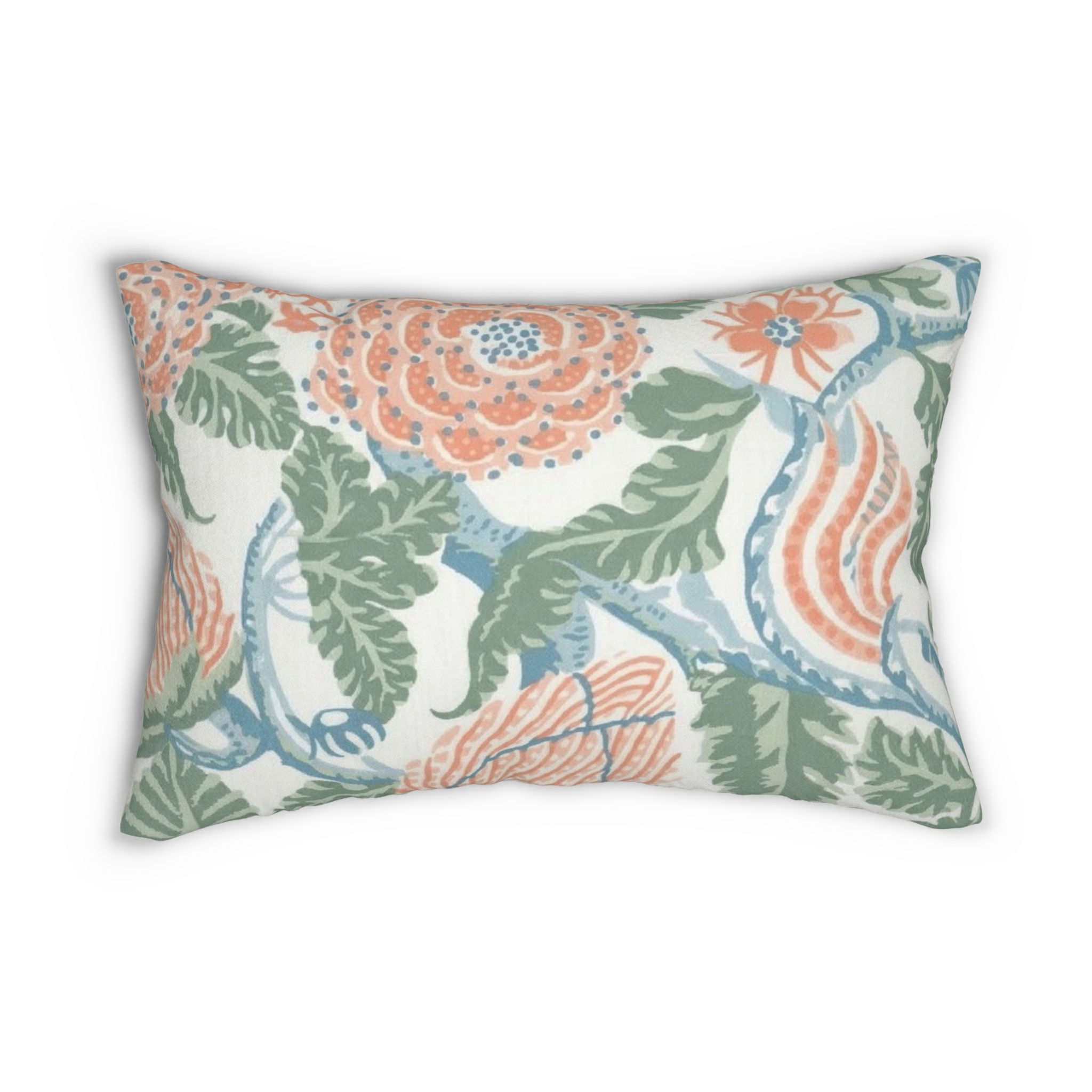 Sweetbriar Coral Chintz Lumbar Pillow