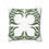 Thumbnail: Square throw pillow with a symmetrical tropical green leaf pattern on a white background, ideal for nature-inspired decor.