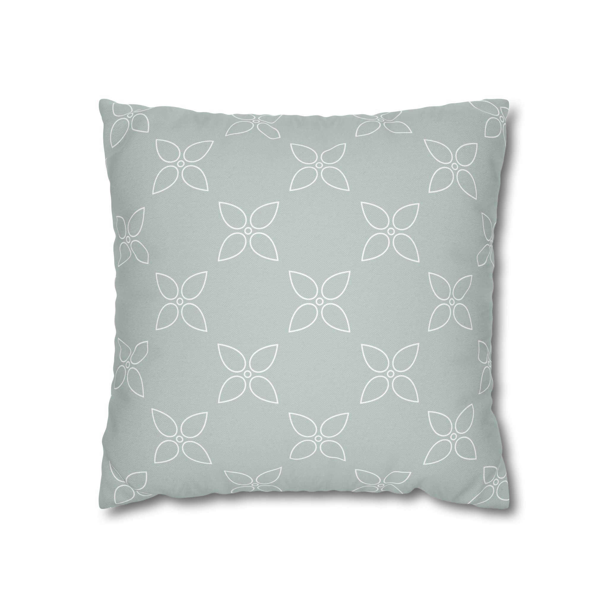 Tranquil Petal Pattern Sage Pillow Cover