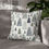 Thumbnail: Pillow cover with playful sketch-style evergreen trees in green, gray, and navy on a white background