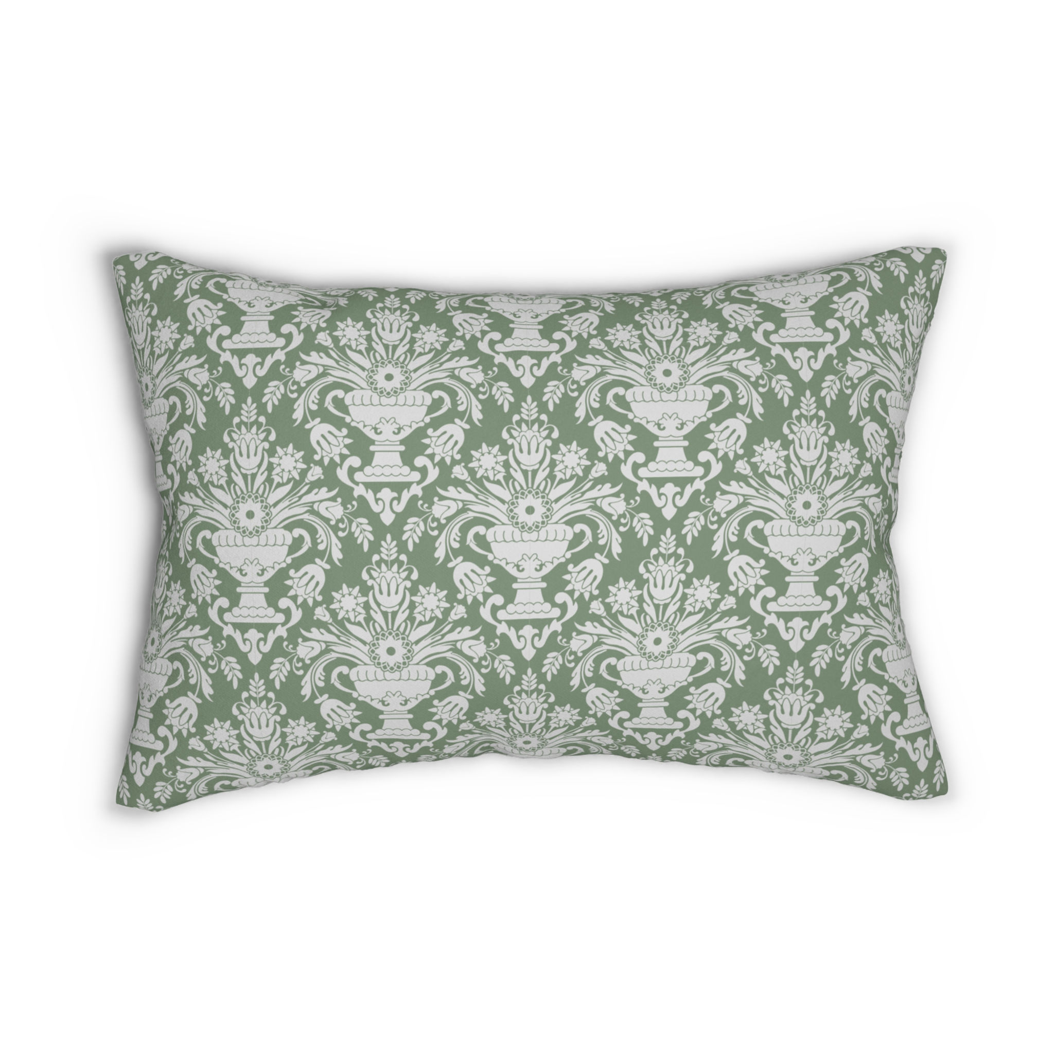 Muted Sage Versailles Damask Lumbar Pillow