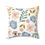 Thumbnail: Faux suede pillow with playful blue, blush, and mustard floral print and leafy accents on white background.