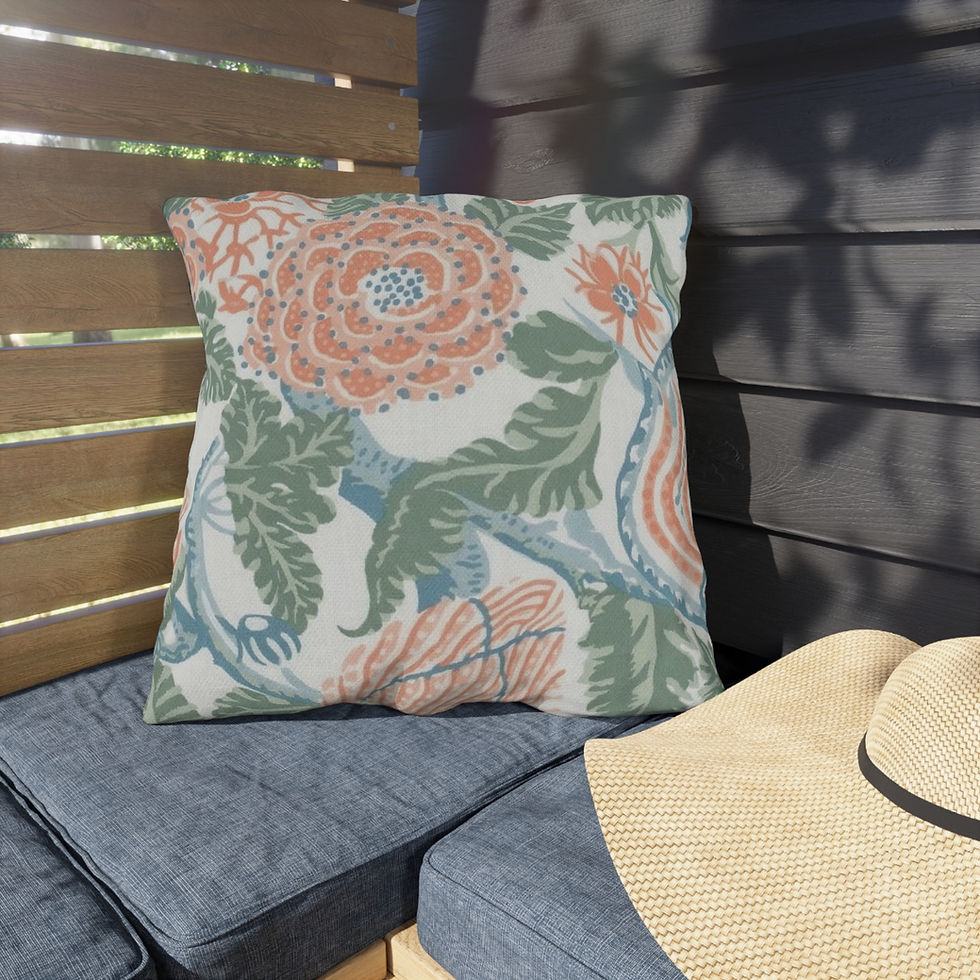 Thumbnail: Sweetbriar Coral Chintz Outdoor Pillow