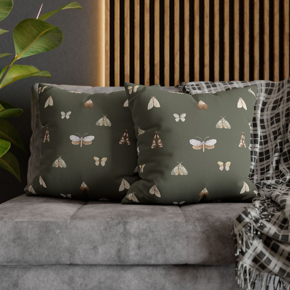 Thumbnail: Mossy Winged Wonders Pillow Cover - Olive Green