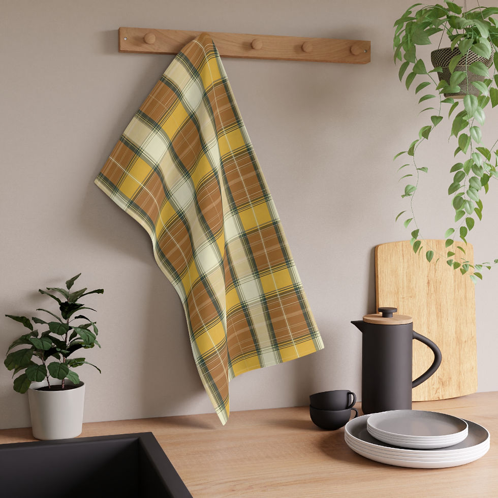 Thumbnail: Autumn Wheat Heritage Plaid Tea Towel