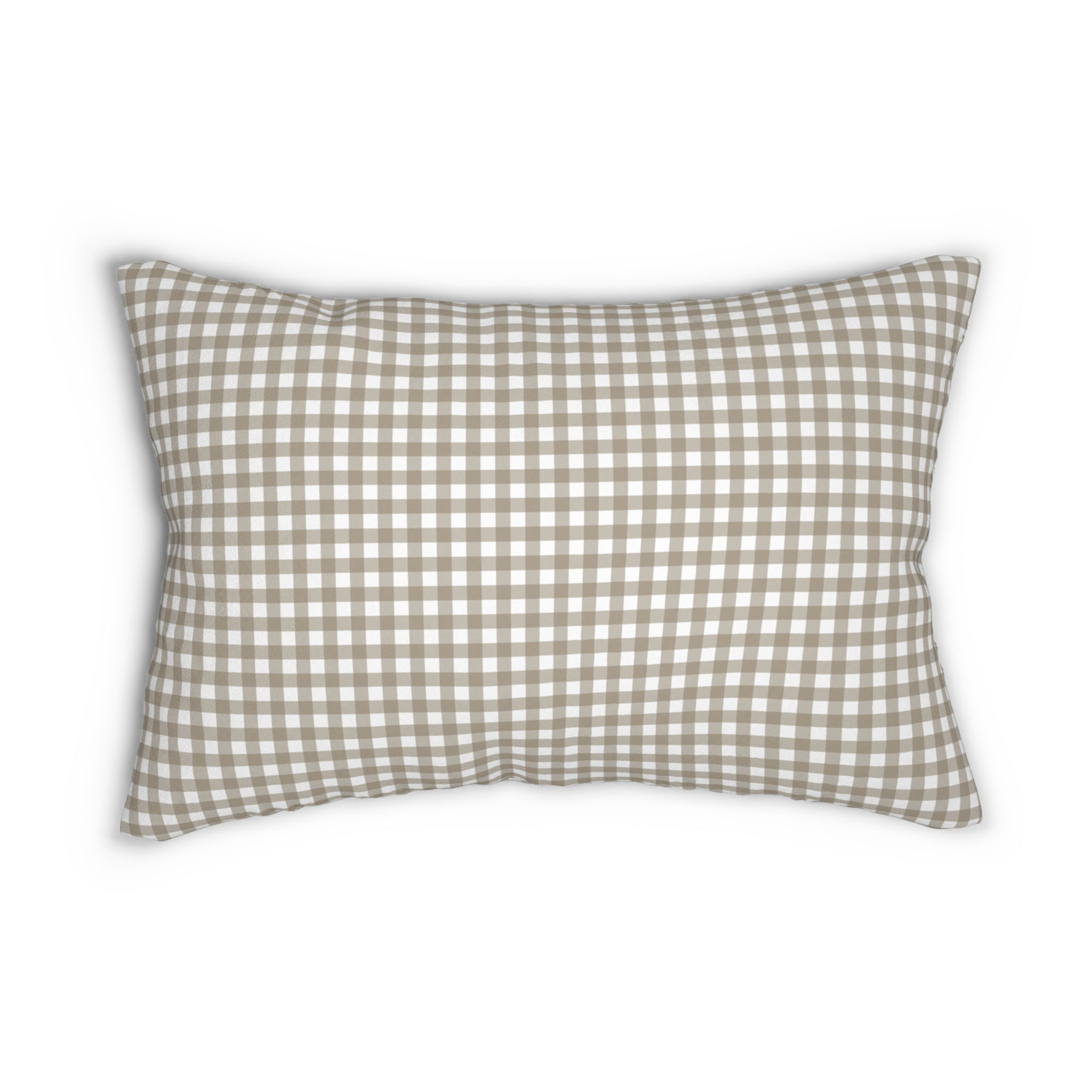 Taupe Gingham Check Lumbar Pillow