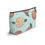 Thumbnail: Accessory pouch with orange fruit and floral pattern on a light blue background, perfect for travel or everyday essentials.