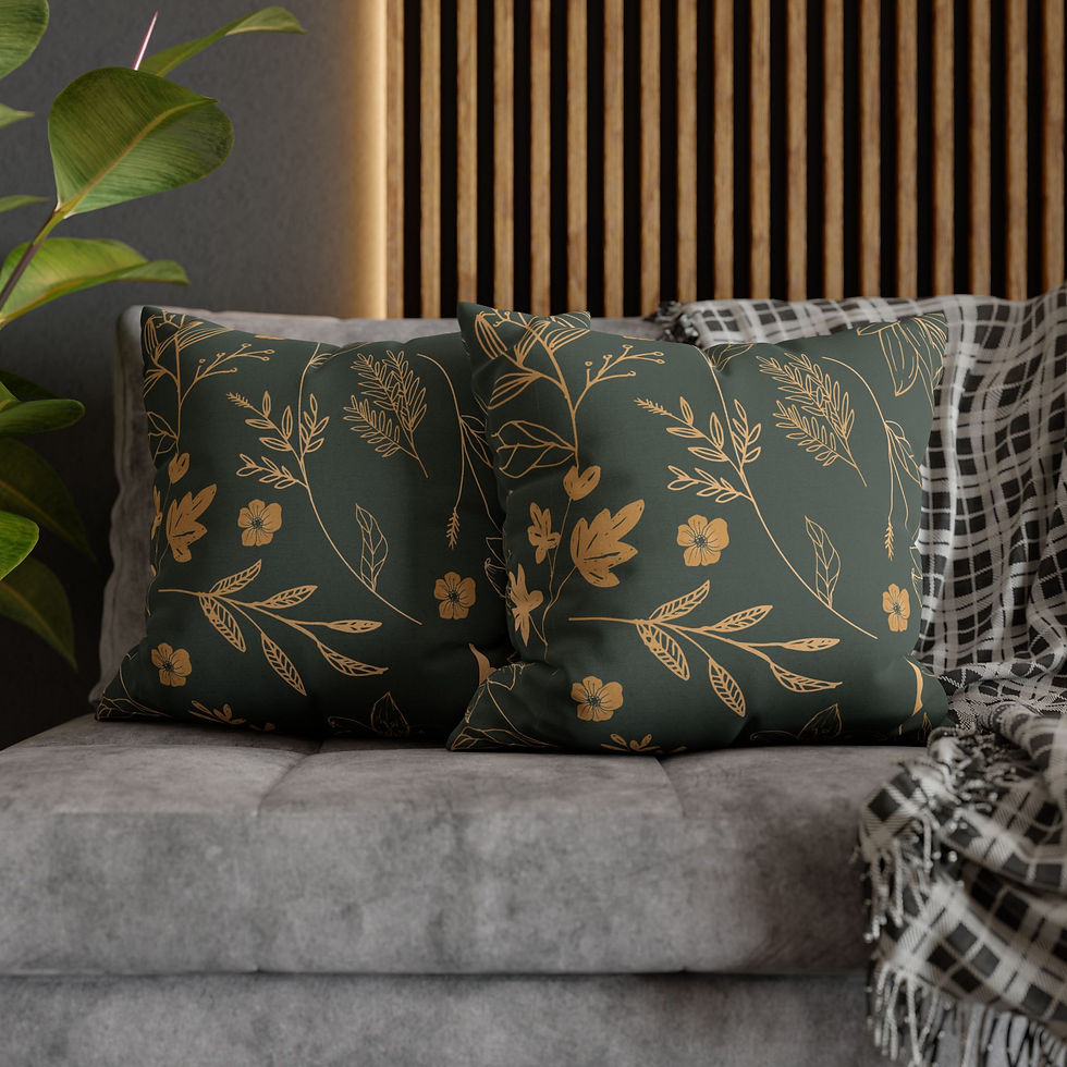 Thumbnail: Golden Botanical Holiday Pillow Cover 