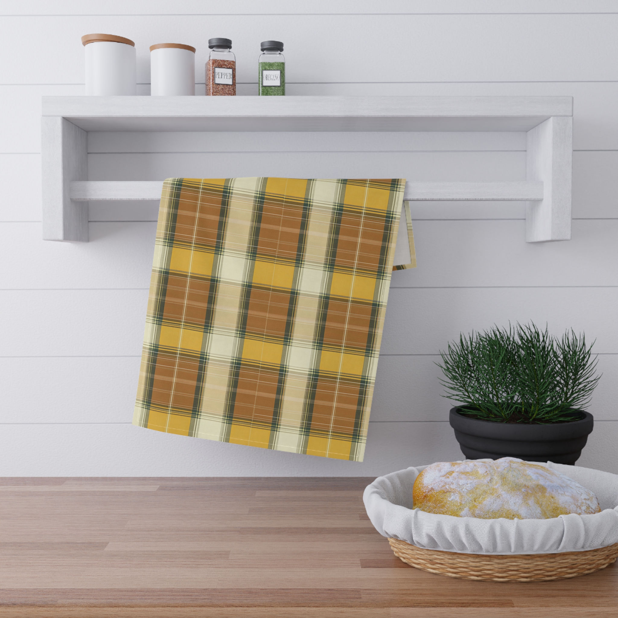 Autumn Wheat Heritage Plaid Tea Towel