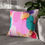 Thumbnail: Pillow cover with abstract paintbrush design in pink, turquoise, coral, yellow, and purple tones – colorful artistic cushion