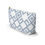 Thumbnail: White accessory pouch with blue geometric diamond pattern, ideal for stylish storage of beauty items or daily essentials.