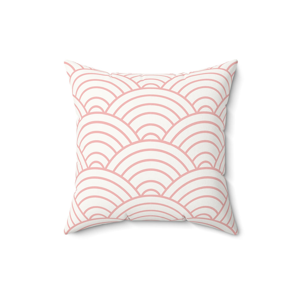 Thumbnail: Chic Pink Scallop Waves Faux Suede Throw Pillow