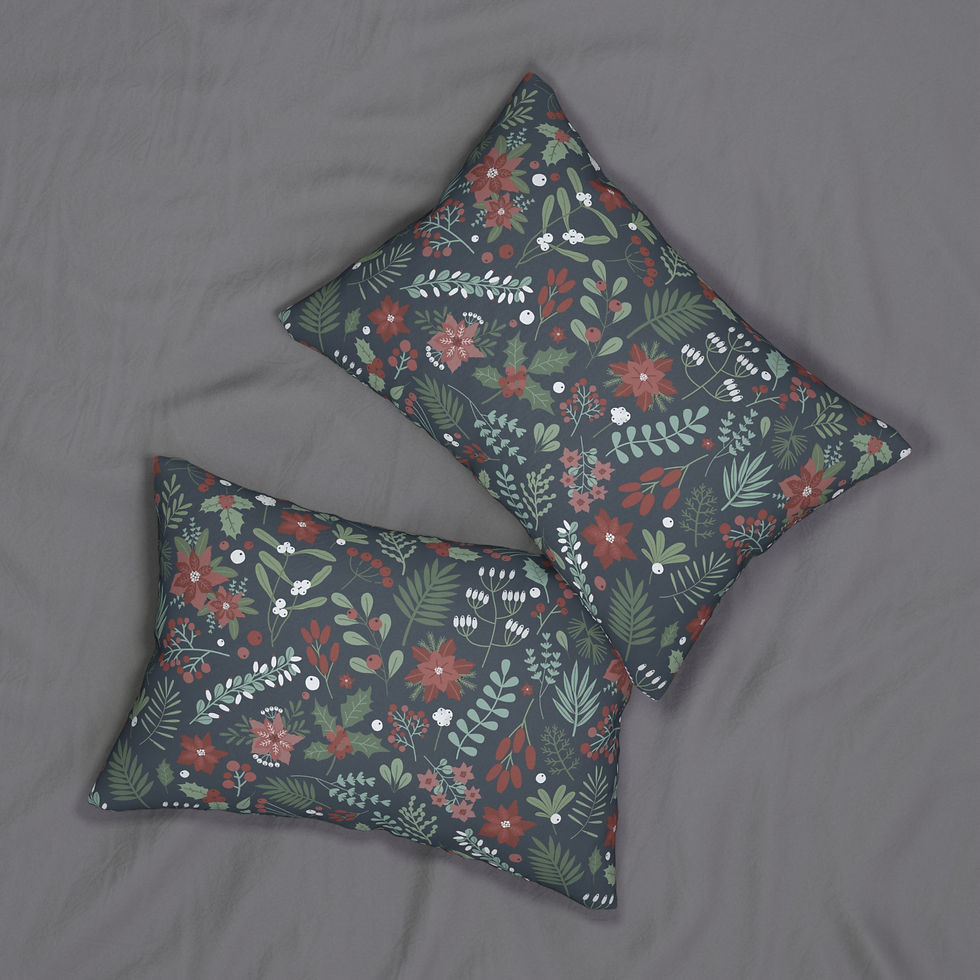 Thumbnail: Festive Floral Berry Holiday Lumbar Pillow