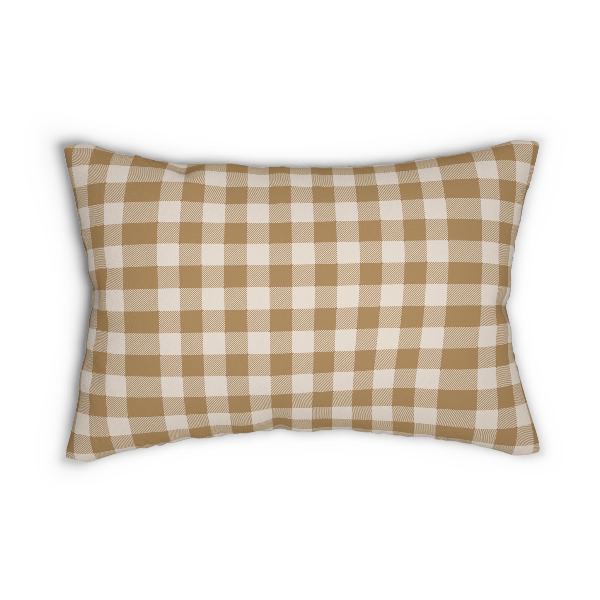 Caramel Gingham Check Lumbar Pillow