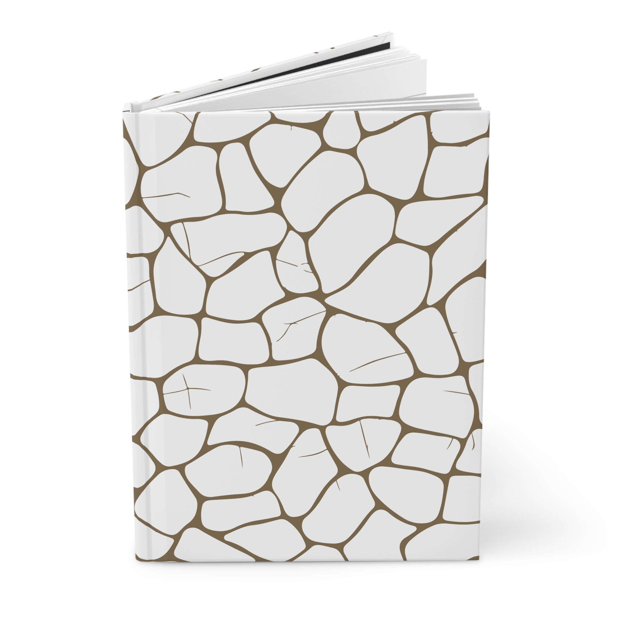 Hardcover journal with a modern pebble pattern in neutral tones, featuring a stylish stone-inspired design.