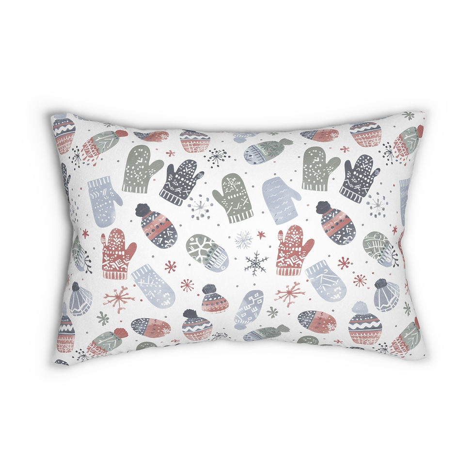 Thumbnail: Cozy Mittens & Snowflake Holiday Lumbar Pillow