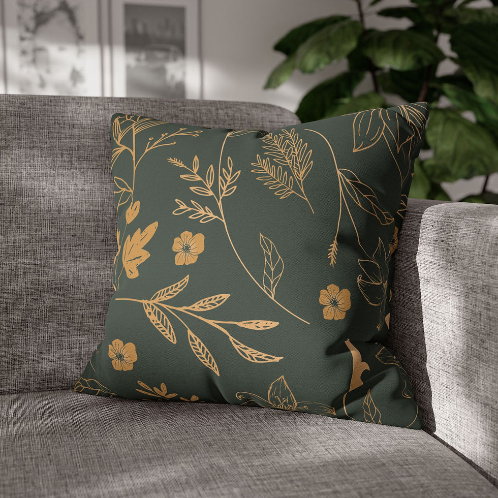 Thumbnail: Golden Botanical Holiday Pillow Cover 